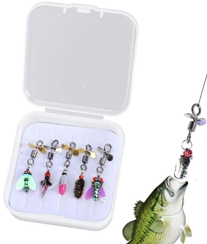 Generico - Kit Esche da Pesca | Esche da Pesca in Acqua Salata in Metallo Robuste, Esca per Pesca a Mosca, Kit di Attrezzatura da Pesca con Esche Rigide Versatili per Trote, Spigole, Salmoni, Carpe