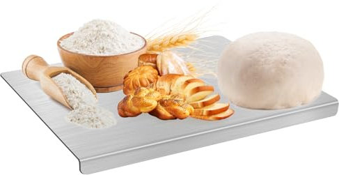 Planche à Découper Inox avec Rebord 40 x 30 cm Planche a Decouper en Titane pour Plan de Travail, Planche à Pétrir Inox pour Cuisine, Bar, Restaurant