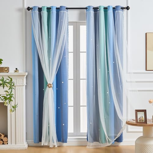 NETMEO Rideaux occultants pour Chambre de Fille, Chambre d'enfant, Rideaux occultants à thème Licorne, de fenêtre