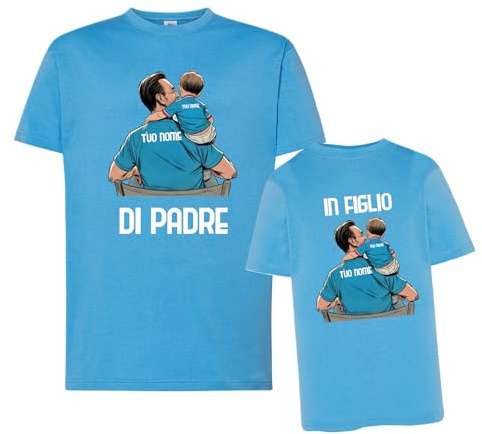 Coppia di T-Shirt Maglie Magliette di Padre in Figlio Idea Regalo per Il papà Squadre Tifosi Napoletani