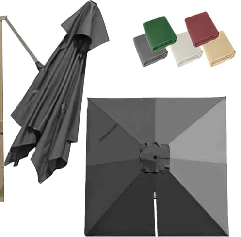 8ft Square Cantilever Patio Umbrella Canopy 8 Ribs Offset Parasol Replacement Fabric, Pool Yard Parasol Replacement Cloth SunShade Cover(Grey)