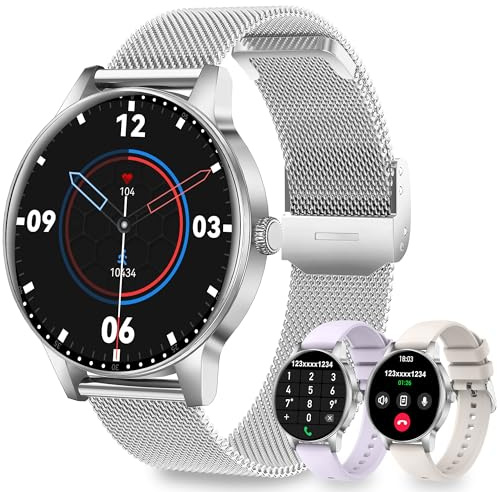 Fitdafit Smartwatch Donna, 1,27 Orologio Smartwatch con Chiamata Bluetooth, Orologio Fitness con Frequenza Cardiaca, Sonno, 100+ Sportive, Impermeabil IP68 Smart Watch per Android iOS (3 Cinturini)
