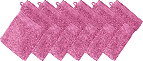 Erwin Müller Waschhandschuh Friedrichshafen 6er- Pack, 100% Baumwolle rosa Größe 15x21 cm - Premium-Qualität, unvergleichlich saugfähig, hautsympathisch, formstabil (weitere Farben)