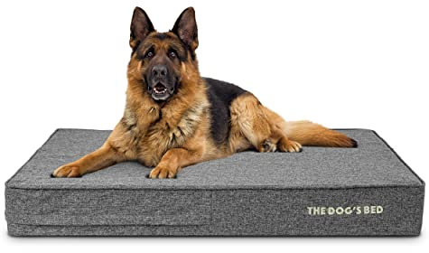 The Dog's Bed - Letto ortopedico per cani XL, in lino grigio, impermeabile, in memory foam