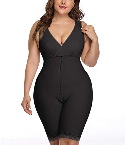 MISSMAO Shapewear dam body figurformande formande body tunn formbody magkontroll kroppsformare postpartum form starkt formande liv, svart, 3XL