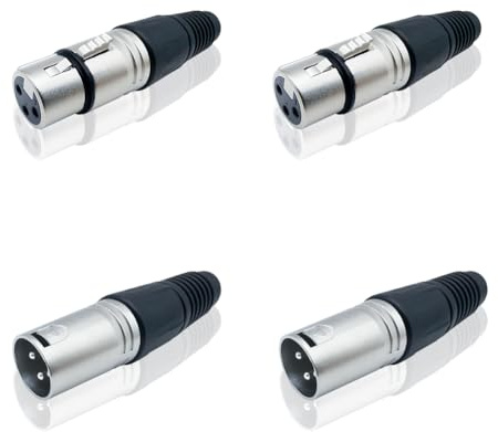 iYueMps 2paar XLR Connector 3Pin XLR Stecker + Buchse Steckverbinder, XLR-M/F Stecker Audio Mic Mikrofonstecker XLR-Lötanschluss, XLR Kabelenden Löten Typ Adapter