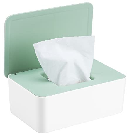 Wet Wipes Dispenser Box, Baby Nappy Wet Dry Tissue Hand Water Wipes Napkin Storage Box Cover Holder Keep Wipes Fresh with Lid Seal Dustproof for Home Office Desk Organiser Storage (Green)