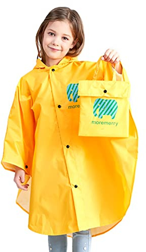 BWBIKE Barn regnponcho vattentät regncape vikbar regnkläder fina barn regnrock unisex lätt skolväska vattentät huva regnrock