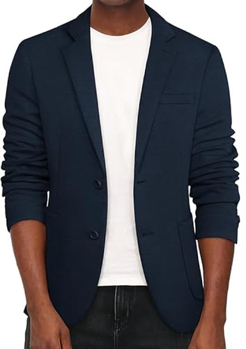 PJ Paul Jones Bléiser de Punto de Estilo Informal para Hombre, Chaqueta de Traje con 2 Botones, Ligera y sin Forro, Medium