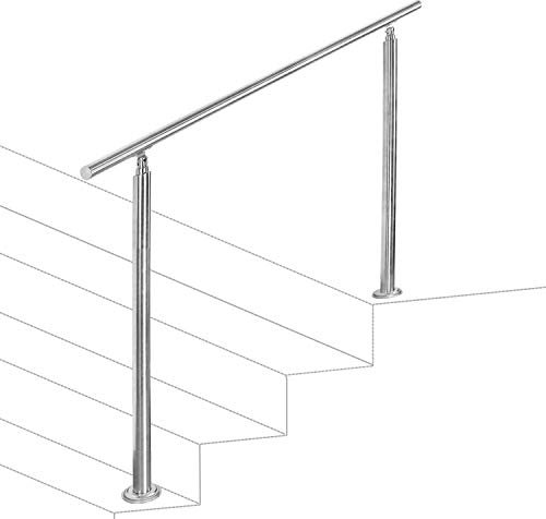 Jopassy Edelstahl Handlauf Geländer,Treppengeländer ohne Querstreben, Eingangsgeländer für Balkon Treppen Innen und Außen (150cm)