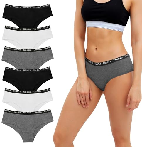 Uizuooy Femme Culottes et Slips Culotte Femme Coton Doux Sport Elasticité sous-Vêtements Féminins Culotte à mi-Hauteur Multipack Lot de 6 A-XL-6