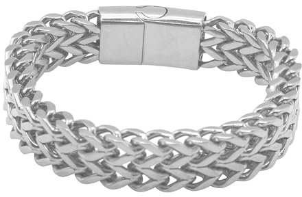 Heideman Panzer Armband Tra Damen - Aus hochwertigem Edelstahl Silber farbend poliert Armkette für Frauen mehrreihiges Gliederarmband mit Magnetverschluss