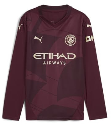 PUMA Manchester City Kids Third Shirt 2024/25 Season - Long Sleeve - Burgundy - Size: 7/8 Years