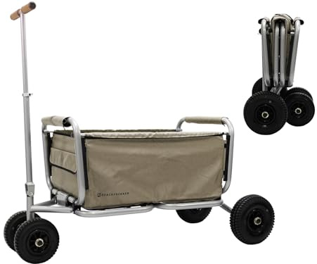 Beachtrekker Life Vikbar rullvagn + parkeringsbroms, vikbar handvagn (gummi däck, Beige)