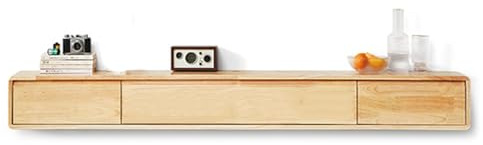 HYANXUE Mobile TV Sospeso In Legno Massello, Mobile TV Fissato Alla Parete, Ripiani TV Sospesi Con 2 Grandi Ante, Moderna Console Multimediale Per L'Intrattenimento Centrale Grande Panca TV Portaogget
