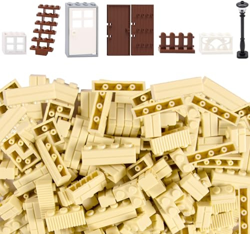 Cabeeskii 337 mattoni profilo muratura, blocchi di mattoni da parete, porte finestre, recinzioni, set di blocchi da costruzione, parti giocattolo, compatibili per la costruzione di mattoni delle