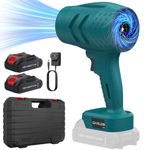 GARLLEN Souffleur de Feuilles Sans Fil 21V Turbo avec 2 Batteries et Chargeur pour l'Entretien de la Pelouse, Allée de Voiture