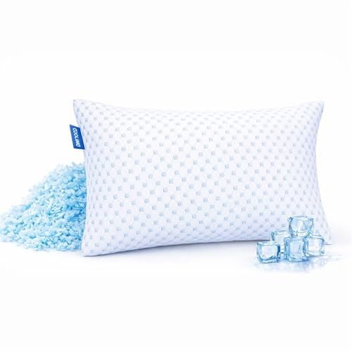 Nestl Cooling Pillow for Sleeping 1 Pack, Luxury Shredded Memory Foam Pillows Queen Size, Adjustable Cold Gel Pillows for Hot Sleepers Supportive Cool Pillow for Side Back Stomach Sleepers