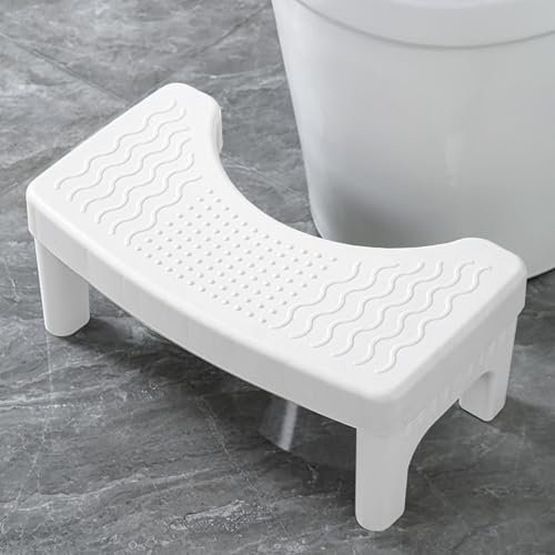 MeYuxg Toilettenhocker Erwachsene, Kackhocker Klohocker Hocker Toilette Badezimmerhocker, WC Hocker, Schnelle Hilfe gegen Hämorrhoiden, Blähbauch, Verstopfung, Blähungen, Weiß