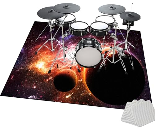 Tappeto per Batteria Drum, Coperta Tamburo Professionale, Tappeto Insonorizzato Antiscivolo, 110 x 80 cm Tappeto a Tamburo Elettroniche per Rullante Acustica Snare Drum e Altri Strumenti Musicali