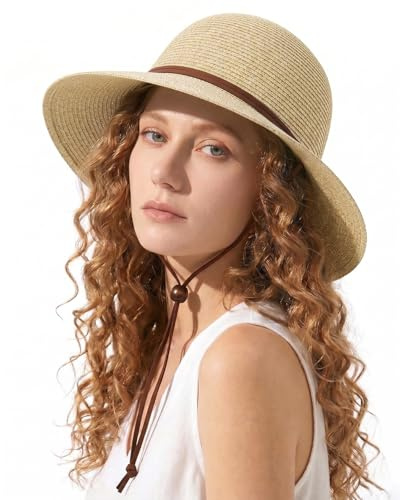 Zylioo Solhatt Damer XL/XXL Stråhatt UV Skydd Hatt Stort Huvud Sommarhatt, S-L
