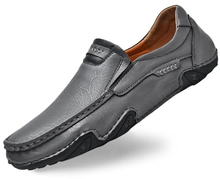 Celanisai Mocassins pour homme - Chaussures décontractées - Tendance - Classiques - En cuir - Sans lacets - Confortables - Chaussures d'été antidérapantes - Chaussures d'affaires pour homme, O gris