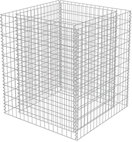 tidyard Gabionen Hochbeet | Gabionenk?rbe | befüllbare Steink?rbe | aus Stahl 90 x 90 x 100 cm (L x B x H), Silbern, Drahtkorb Blumentopf Gabione Pflanzenkorb