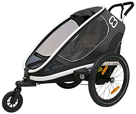 Hamax Outback One Seat Reclining Multi-Sport Child Bike Trailer + Stroller (Jogger Wheel Sold Separately) (Grey/Black)