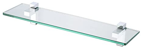 KES Etagere en Verre Salle de Bain Tablette Douche Murale Rectangulaire 8MM Verre Trempe avec Support en Brossé 50CM, BGS3201