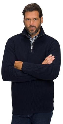JP 1880 Homme Troyer, Pullover, Patentstrick, Stehkragen, Zipper Cardigan, Bleu Marine, 3XL EU