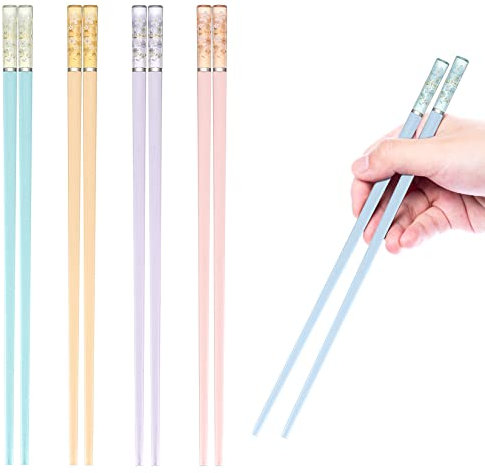 5 Paia Bacchette Cinesi, Bacchette Giapponesi Sushi, Bacchette Asiatiche Coreane Antiscivolo in Fibra di Vetro Riutilizzabili, Lavabili In Lavastoviglie - Fiori Di Ciliegio Colorati