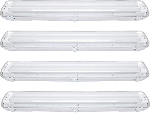Herrselsam 4 Stück LED Feuchtraumleuchte 150CM Deckenleuchte 2x 24W T8 Röhre LED Wannenleuchte Wasserdicht IP65 Neutralweiß 4000K-4500K für Garage Keller Bad Werkstatt Feuchtraum