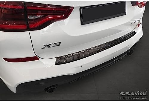 Schwarz Edelstahl Heckstoßstangenschutz kompatibel mit BMW X3 G01 M-Paket 2017-2021 & Facelift 2021-2024 Inkl. M Competition 2019-2021 'Ribs'