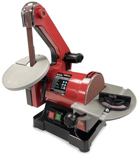 LUMBER JACK Belt & Disc Sander Bench Top 1 x 5 Adjustable Sanding Tables, 125mm Disc 25 x 760mm Belt Corded Electric 230V