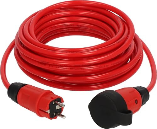 Brennenstuhl Professional förlängningssladd VQ 1100 IP44 (10m kabel H07BQ-F 3G1,5 i röd, för användning på byggarbetsplatser och permanent utomhusbruk, Made in Germany) | Kabel H07BQ-F 3G1,5 i rött, byggarbetsplatsinsats och konstant utomhusbruk, tillverkad i Tyskland