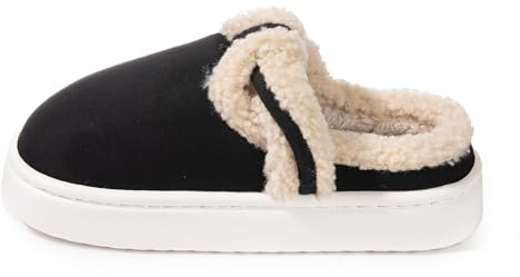 JOMIX Zapatillas Casa Mujer Invierno con Peluche Cálido Pantuflas Mujer Plataforma Zapatillas Mujer Casa Calientes con Plataforma MD9624, Negro, 36-37 EU