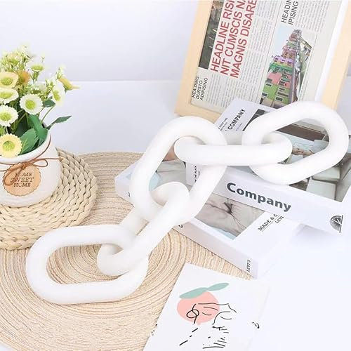 Wood Chain Link Decor, 5-Link Wood Chain Knot Ornament, Boho Hand Carved Decorative,Neutral Home Decor, Modern Bookshelf Decor,for Coffee Table,Entryway, Farmhouse