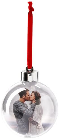 Herz & Heim® Personalisierte Weihnachtskugel mit Foto - fertig gebastelt für Sie mit Lieblingsbild und Wunschtext (2 Fotos)