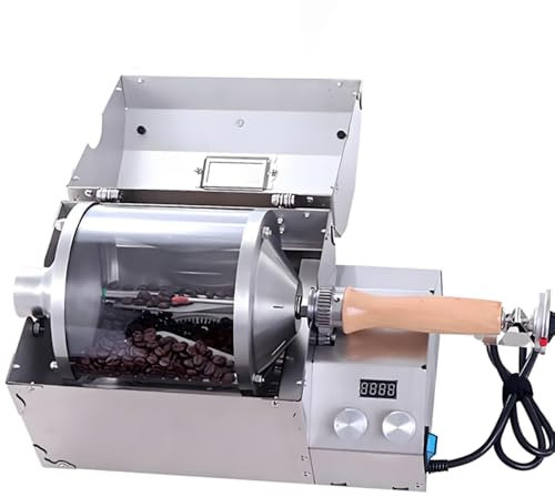 Machine À Cuire Les Grains De Café, Torréfacteur Automatique 100-300 ℃ avec Thermomètre, Vitesse Réglable 10-60 TR/Min, pour La Cuisson des Grains De Café, des Fruits Secs, du Pop-Corn