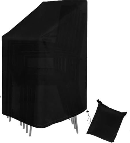 Housse de Protection pour Chaise de Jardin 75x75x120 cm, 420D Imperméable Anti-UV, Anti-Poussière et Anti-Vent, pour Chaise Haute et Empilement de Chaises, Housse Salon de Jardin Extérieur | Oxford 420D - Pour chaises empilables, 75 x 75 x 120 cm