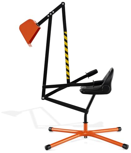 DREAMADE Kinder Sitzbagger für Sandkasten, Metallbagger mit 360° drehbarem Sitz, Flexibler Schaufel, Anti-Rutsch Boden, ergonomischer Rückenlehne, Bagger zum draufsitzen für Kinder ab 3 Jahre (Orange)
