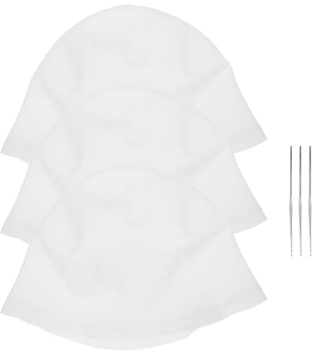 WRITWAA 3 gorros de silicona reutilizables para mechas, herramientas para teñir el cabello y aplicar color. Cómodo gorro de teñido con ganchos de crochet para uso doméstico y en salón.