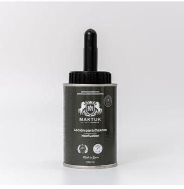 Loción Nutritiva Natural para Cascos de Caballo con Pincel Integrado MAKTUK BOTANIC HORSES | Aceite para Cascos Quebradizos y Secos | Hidratación y Protección para un Cuidado Equino Completo | 250 ml