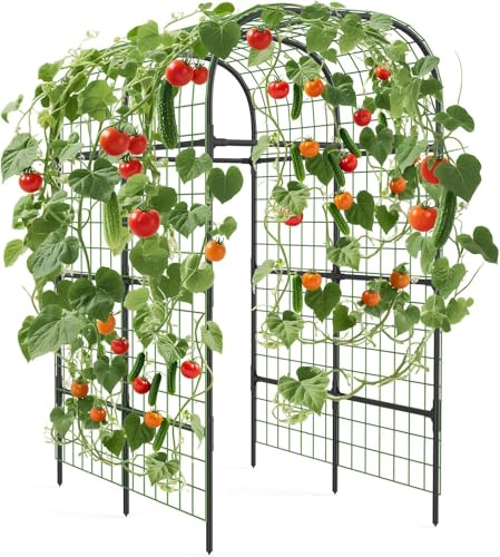 Virimolo U-förmiger Rankgitter Garten,124x180x224cm Gartenbogen Metall, Universelle Rankhilfe mit Ranknetz für Gurken, Erbsen, Rosen & Kletterpflanzen, Spalier Stützgitter für Garten und Gewächshaus