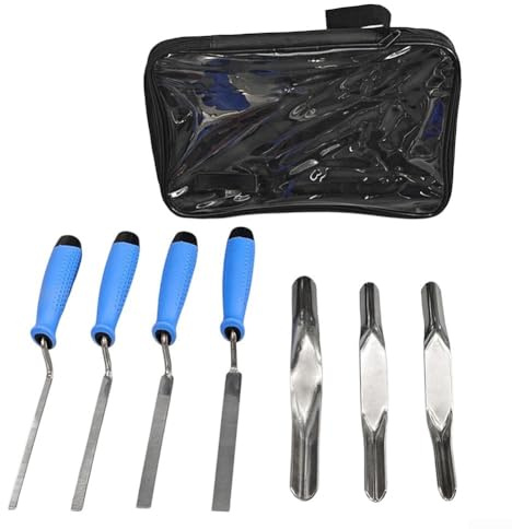 Juego de 7 paletas con herramientas de enlucido y de esquina para mortero y hormigón, con acero inoxidable resistente a la corrosión y mango ergonómico