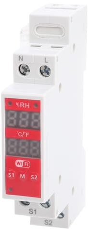 Asixxsix Capteur de Module de Commutation Intelligent de Température et d'humidité WiFi, Thermostat à Montage sur Rail DIN 16 A, Capteur Intelligent de Température et d'humidité pour