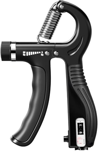 JTHEW Adjustable Hand Gripper with Smart Counter, 5-60kg Resistance Grip Strength Trainer for Sports and Fitness (Black)