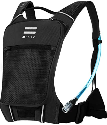 FITLY Minimalistischer Laufrucksack | Unisex-Modell mit Handyhalterung, Brustgurt | Für Persönliche Dinge beim Laufen | Ausrüstung für Männer/Frauen | Leicht mit Wasserhalterung