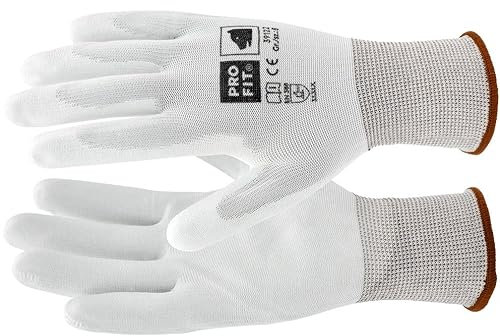 Colorus 12 Paar Profi Arbeitshandschuhe Gr. 9 (L) | Feinstrick Nylon PU fein Handschuhe | Gartenhandschuhe Haushaltshandschuhe | Montagehandschuhe Nitril-Handschuhe | Handschuhe Baustelle, Arbeit