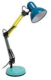 Fisura - Gammal ledad skrivbordslampa Ralph. Flexokompatibel med E27 glödlampa. Skrivbordslampa i metall. 14 cm x 14 cm x 57 cm (Blått, mint, grått och gult)